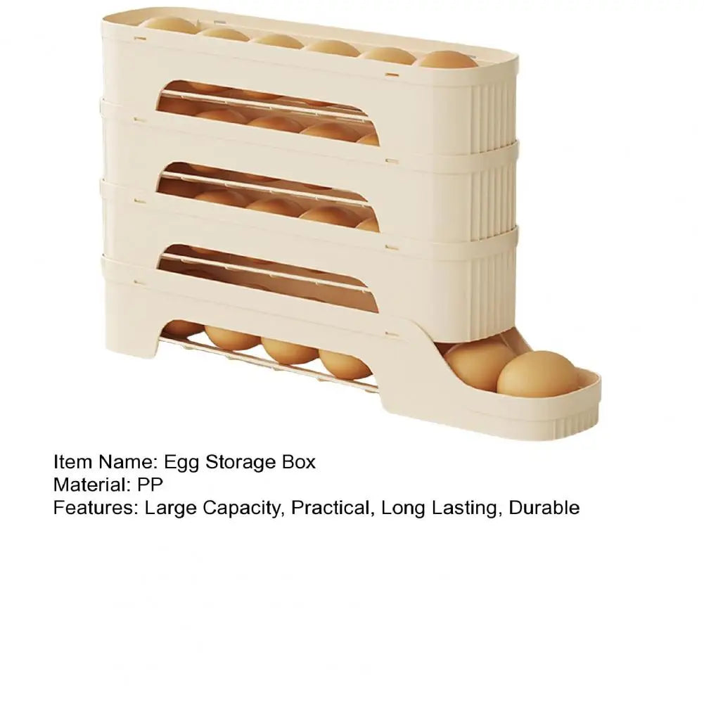 Carvallo RolloMaxx | 4-lagers äggorganisatör | Platsbesparande & Självrullande | Transparent design