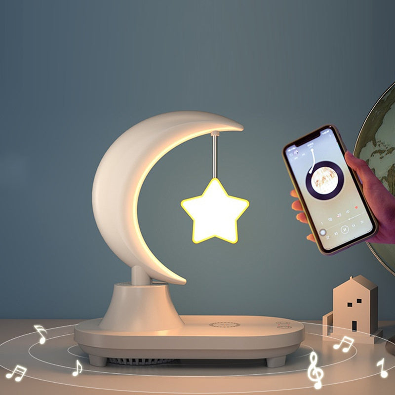 MoonBeam – Trådlös Moonlight-bordslampa med Bluetooth-högtalare och laddningsfunktion