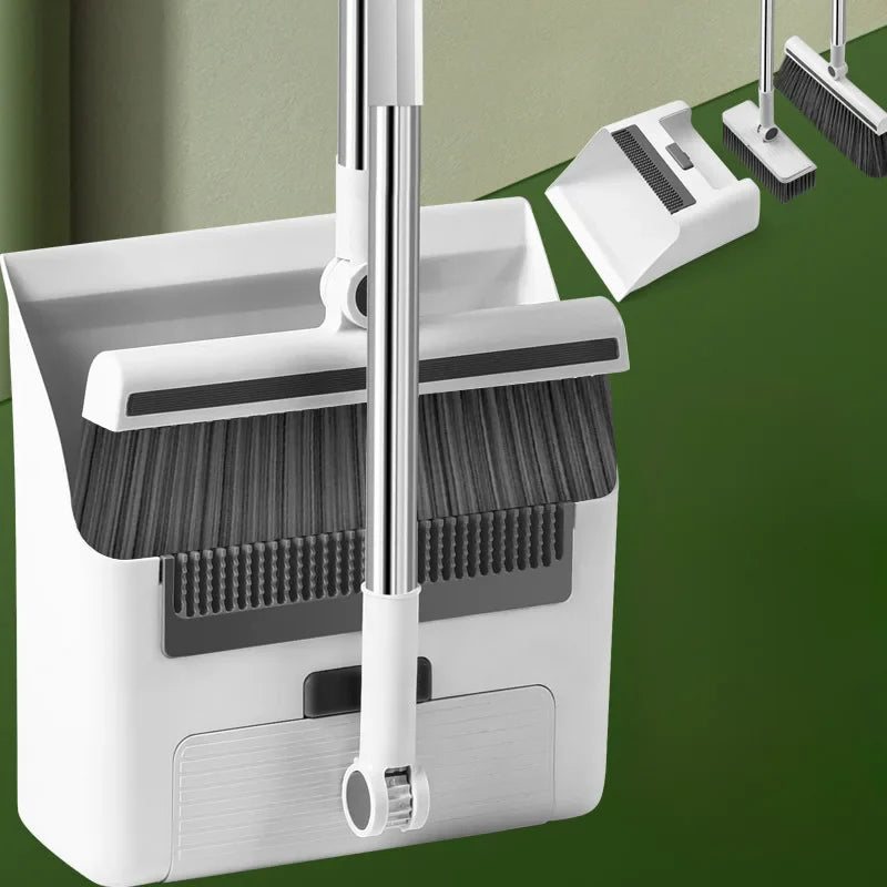 Carvallo 3-i-1 Sopset | Sop med golvborste & stå-skyffel | Extra lång handtag & håravvisande | Hemstädset