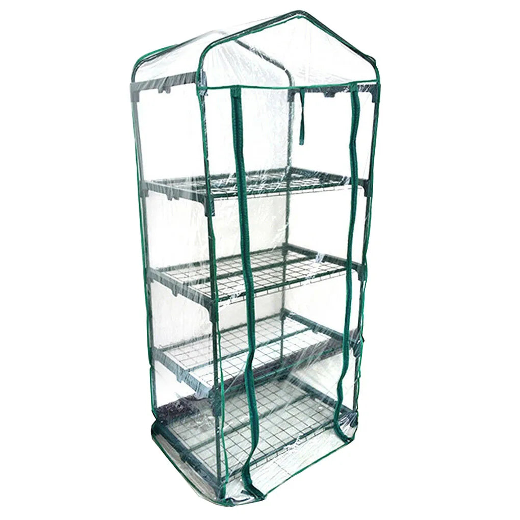 Carvallo Mini Transparent PVC-växthusfolie | Vattentät &amp; UV-beständig | För 2–5 våningar | Med dragkedje-framdörr