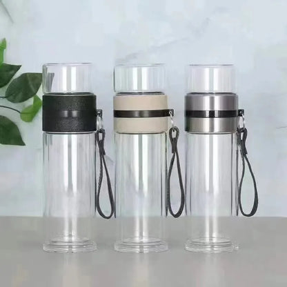 Royelux Glass Tea Infuser Bottle – 450ml Dubbelväggad Tumbler för Löst Te &amp; K herbalte