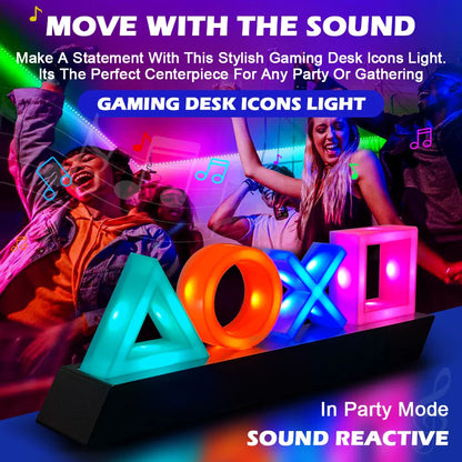 LED Bordlampa PlayStation Symbol – Musikstyrd Dekolampa för Gaming &amp; Sovrum