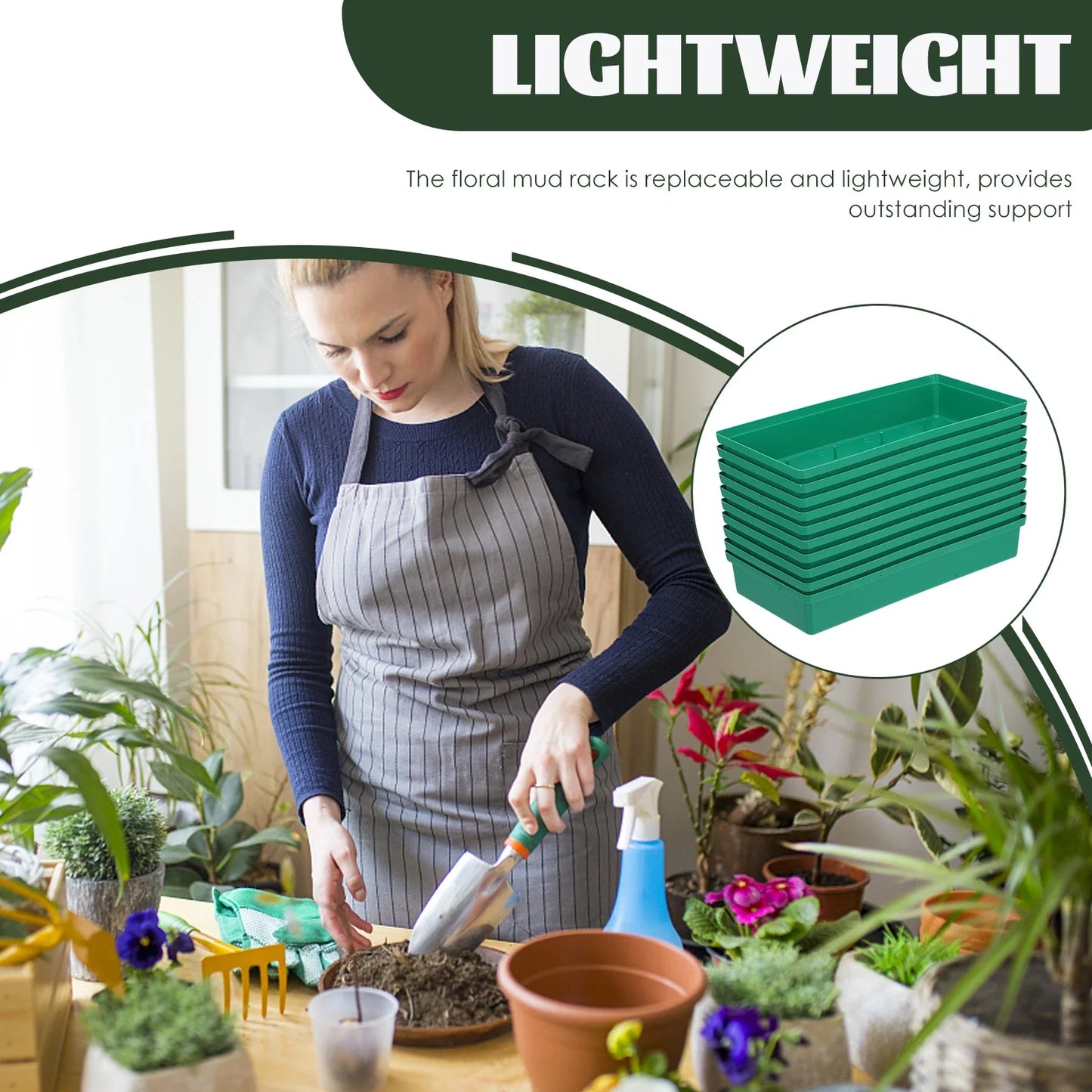 Carvallo Blompenna 10-pack | Stabil & Återanvändbar | För Floristik & Eventdekoration | 24×11,7×4 cm