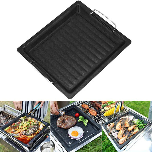 Carvallo Gusseiserne Grillplatte Vändplatta | För Gasgrill & Spis | 25 × 30 cm | För Pizza, Kött, Grönsaker & Fisk