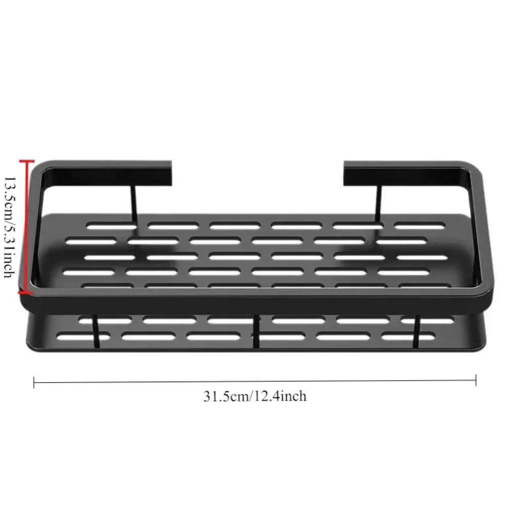 Carvallo Regal | Borra-fri vägghylla | Metallhylla för bad, kök & sovrum | Enkel montering | Rostfri & modern | 32×12×8 cm