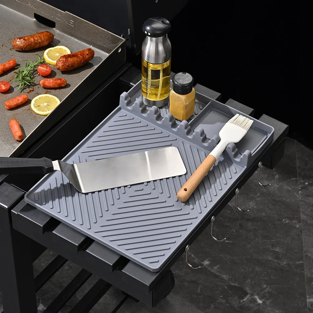 Carvallo Rektangulär Silikon-Uppläggningsmatta | Värmebeständig & Diskmaskinssäker | Oljeuppsamlings- och Avtorkningsmatta för Kök & Ugn