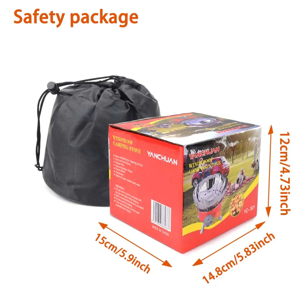 Carvallo Bärbar Gasspis för Camping med Vindskydd | 2800 W Utomhus-Gasspis med Fällfunktion & Förvaringsväska | Kompakt Campingkök för Vandring & Picknick