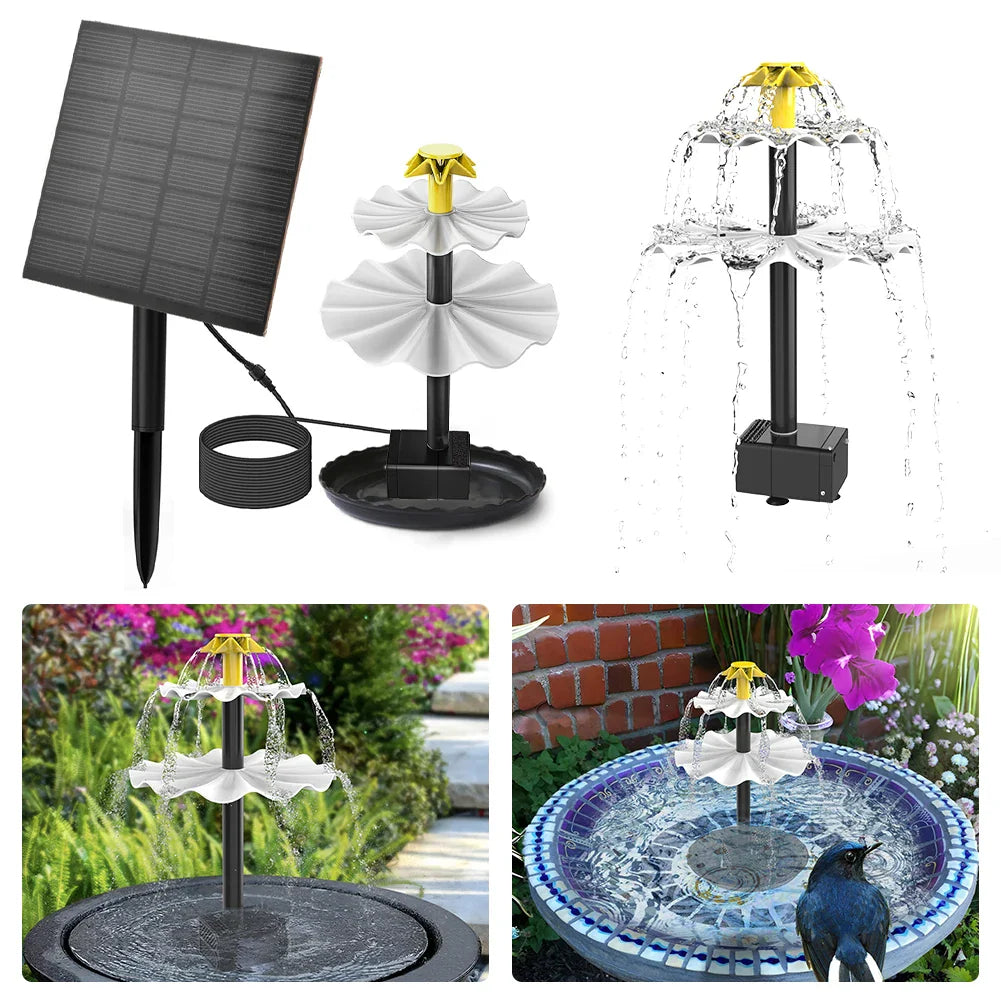 Carvallo-Vogelbrunnen TRIOCASCADE | 3-stegs | Deko-Springbrunnen med Solarpanel | För trädgård, balkong & terrass