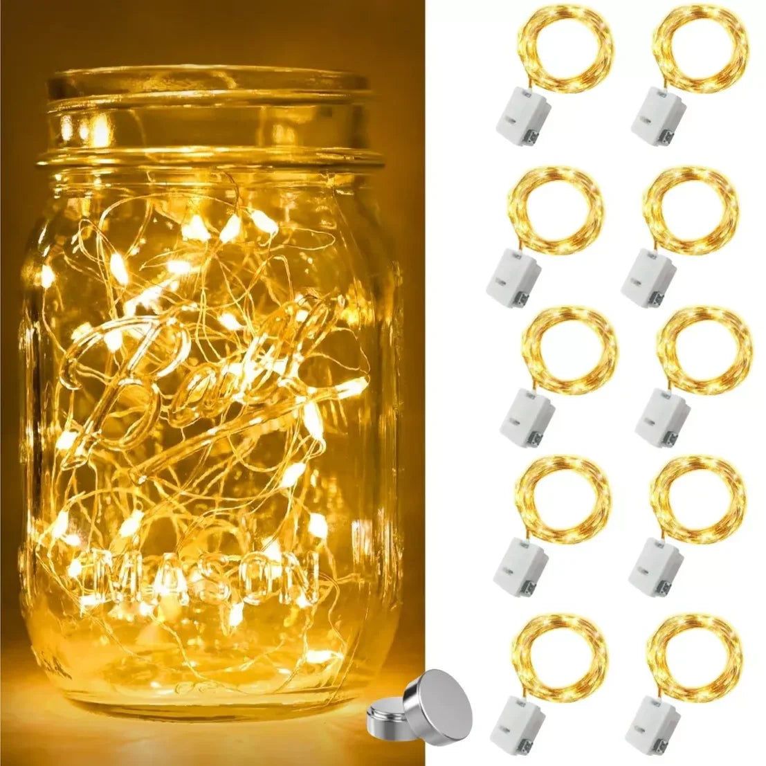 Carvallo LED-ljuslina 10-pack | Varmvit | Batteridriven & Vattentät | Flexibel silvertråd för dekoration, bröllop & fest