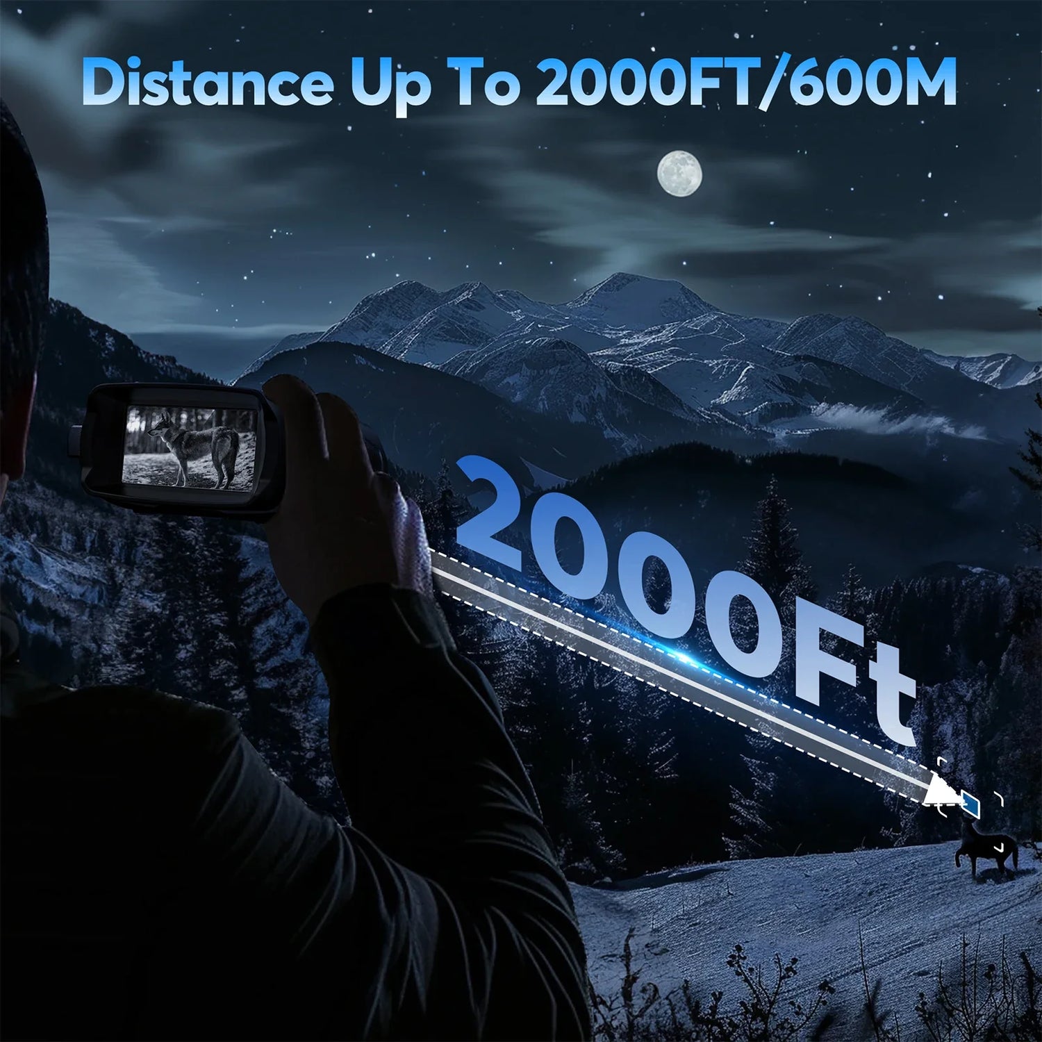 4K Infraröd Nattsyns Kikare med Zoom, 600m Räckvidd, 3&quot; Skärm &amp; 5000mAh Batteri