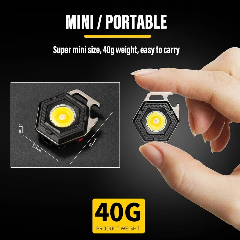 Carvallo Mini LED Campinglampa | USB-C Uppladdningsbar | COB-Arbetslampa med magnetfot | 7 Ljuslägen &amp; IP64 Vattenskydd
