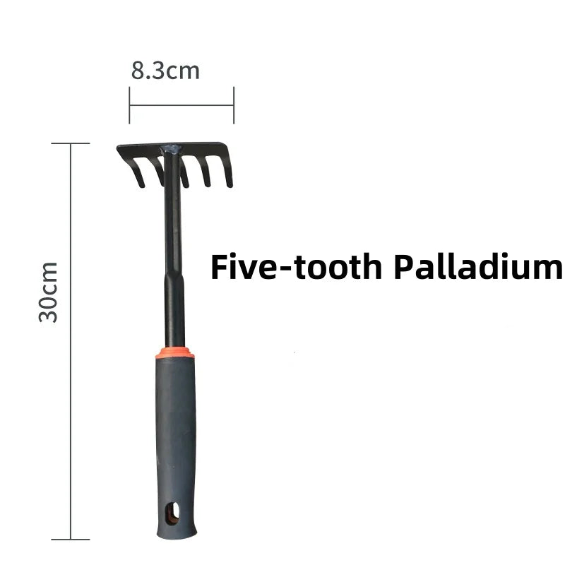 Carvallo Trädgårdsredskap 2-i-1 Hacka & Raka | Robust Kombi-verktyg med 5 tänder | Av kolstål | För rabatter och ogräsborttagning