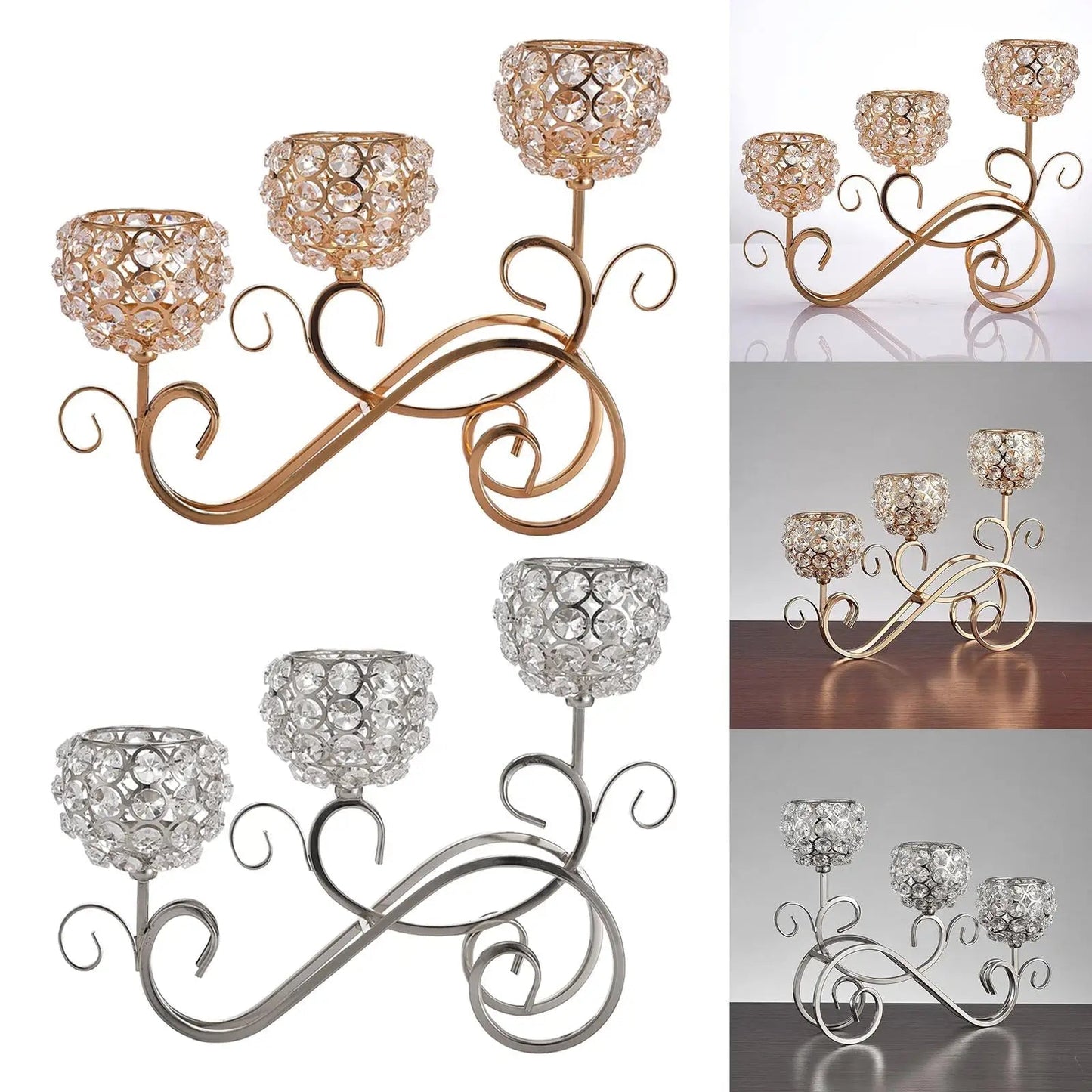 Carvallo - Trearmad ljusstake med böjd design för bordsdekoration