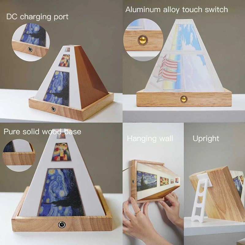 3D Konst Naken Öga Vision Nattlampa – Kreativ Trä Vägglampa för Vardagsrum &amp; Hem Dekor
