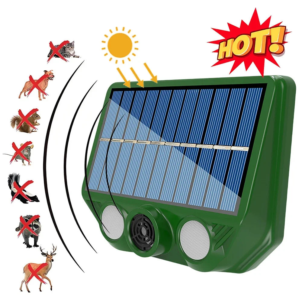 Carvallo Tiervertreiber ECOFERA DualProtect | Ultrasound & LED | IP66 Vattentät | Solardriven med USB-laddningsalternativ | 200-300 m² Täckning