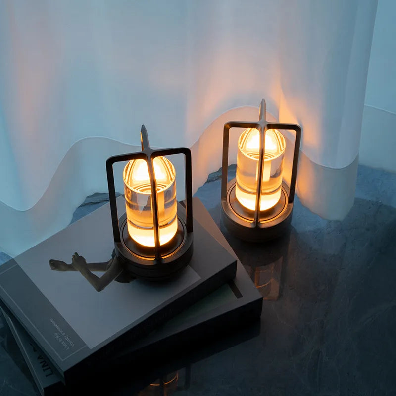 CrystalGlow - Trådlös Uppladdningsbar Kristall Bordslampa - LED Stämningsbelysning för Vardagsrum &amp; Balkong