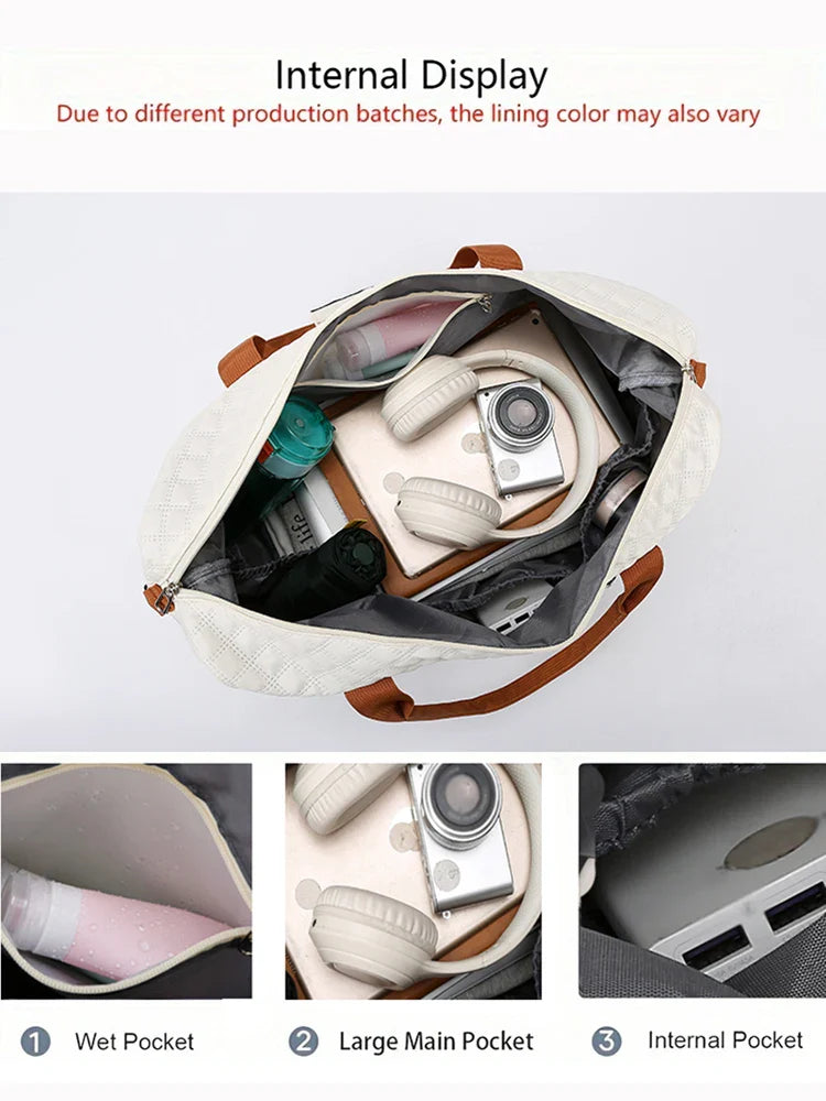 Carvallo resväska med skofack | Stort utrymme & argyle-design | Weekender i nylon för sport, korta resor & vardag