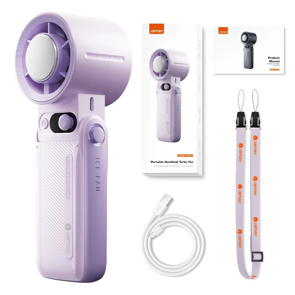 Carvallo 3-i-1 Bärbar Fläkt F5PRO | Hängande, Bord- & Handfläkt | 38000 mAh Batteri | LED-display & Omedelbar kylning