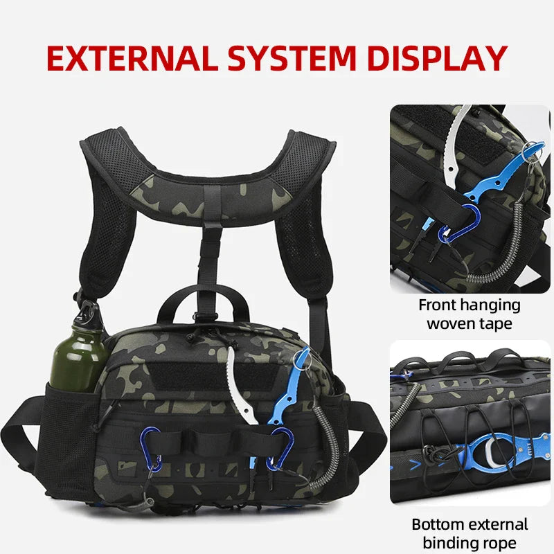 Carvallo Outdoor-Höftväska GearFlex Pro | 30 × 11 × 17 cm | Molle-system, flertalet fickor & bärkomfort | För fiske, vandring & camping