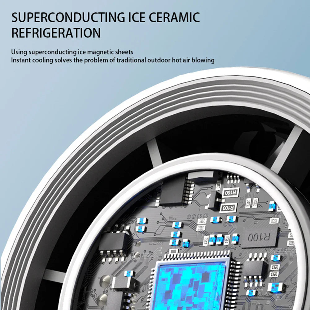 Carvallo Mini Handfläkt | 100 Vindsteg & Digitaldisplay | Fällbar & USB-uppladdningsbar | 4000 mAh batteri