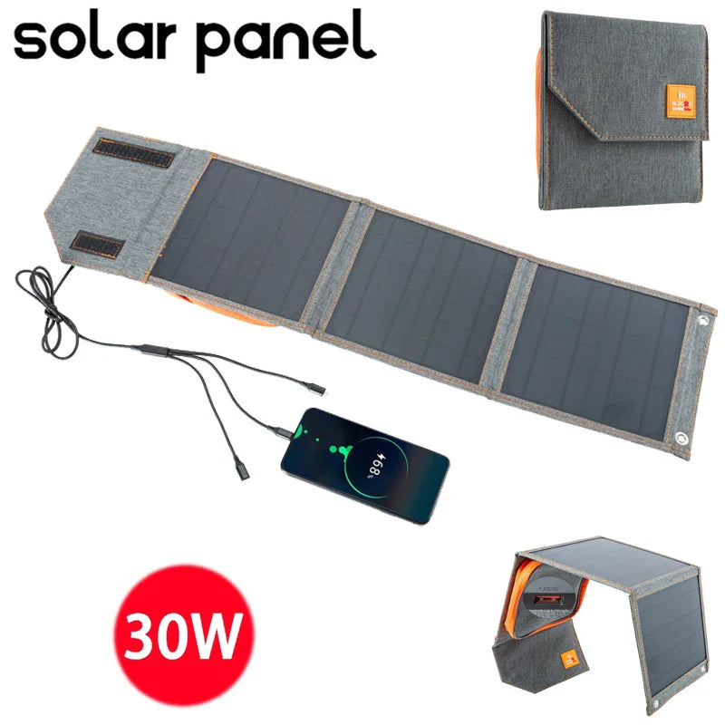Carvallo Solpanel HeliGo Light | 15–30 W | USB-utgång & 3-i-1-laddkabel | Ultralätt & Bärbar | För camping, vandring & nödsituationer