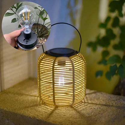 Rattan Light - Kreativ Rattan Solträdgårdsdekoration Lampa