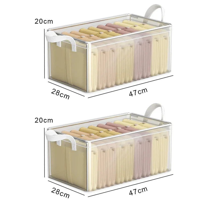 Carvallo Kläders Organiser | Transparent PVC Förvaringslåda | Med Metallram & Dammskydd | Fällbar & Vattentät