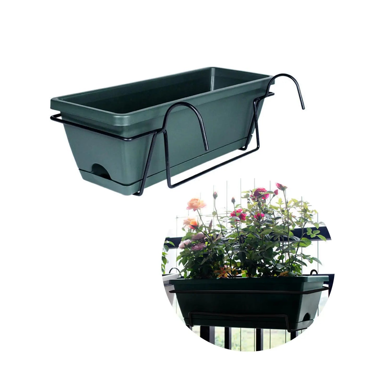 Carvallo planter box | For balcony railing | With drainage tray & suspension | Robust & weatherproof