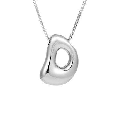 Royelux A-Z Ballong Bubbel Bokstav Hänge Halsband – Silver Chunky Initial Smycken