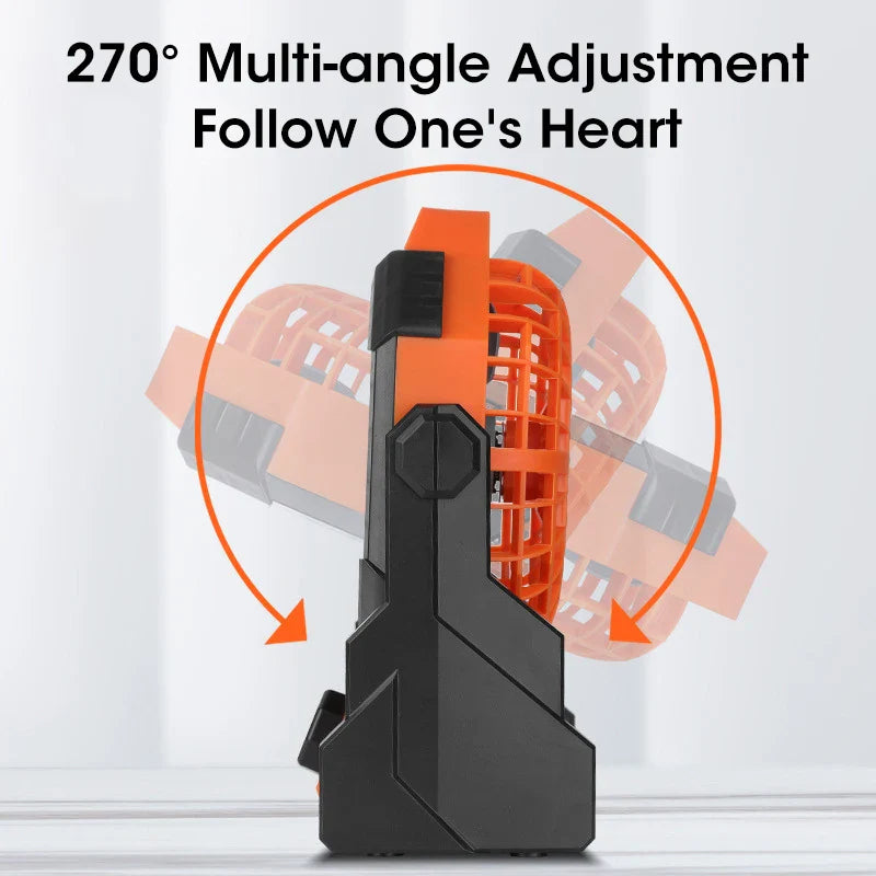 Carvallo BreezeLight | 2-i-1 Campingfläkt med LED-lampa | 7800 mAh batteri | 270° roterbar | USB uppladdningsbar | För tält, utomhus & resor