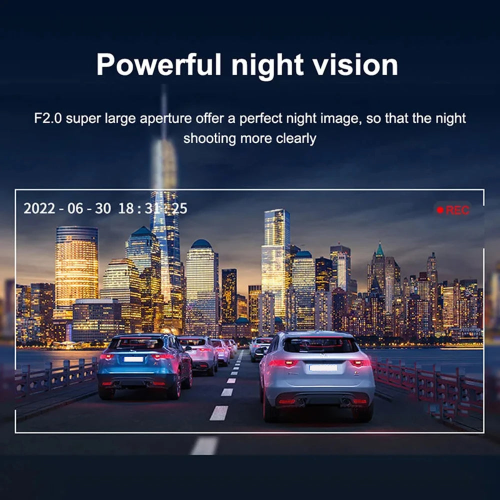 1080P WiFi Dubbelkamera Dash Cam – Främre &amp; Inuti Bilkamera med IR Nattvision &amp; Loopinspelning