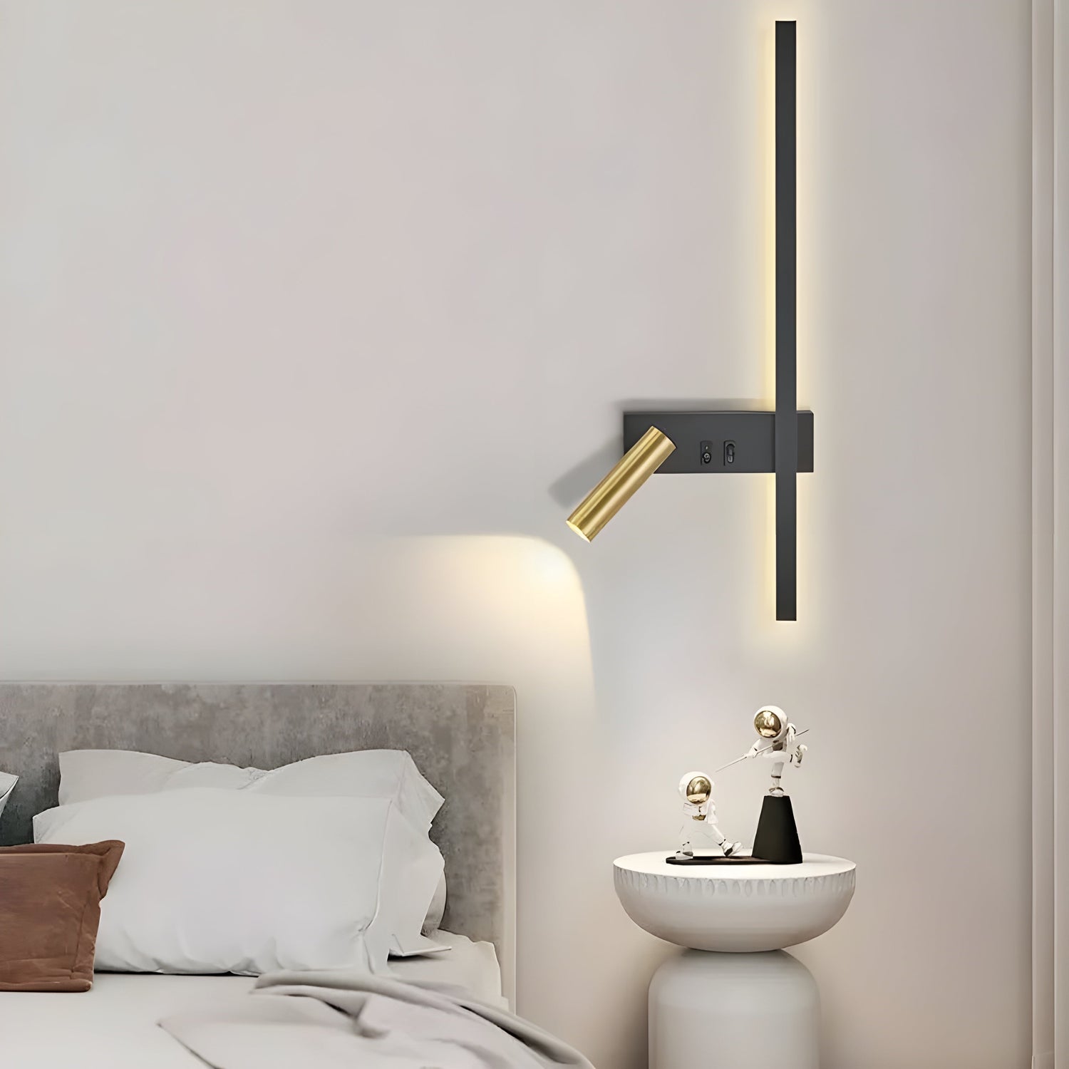 Duo-Vägglampa med strömbrytare - Minimalistisk design för vardagsrum och sovrum