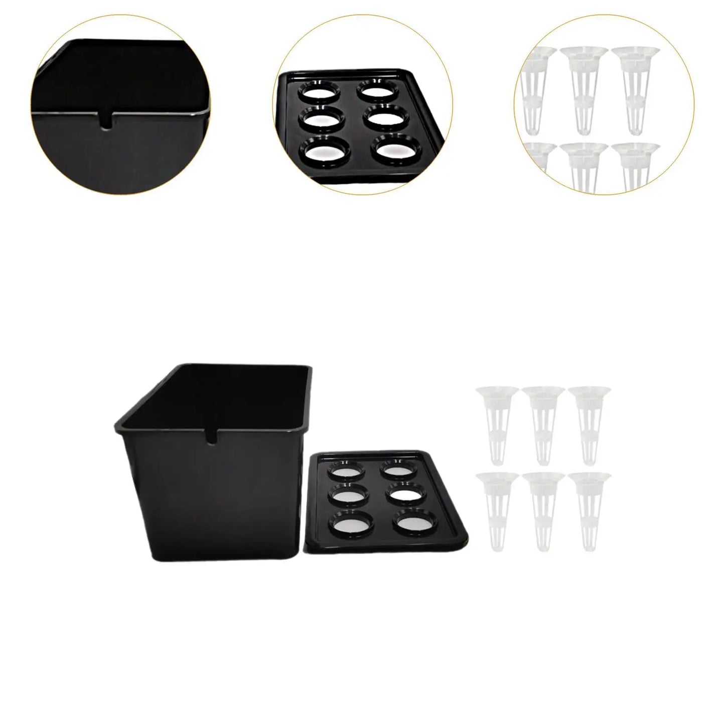 Carvallo System | Inomhus Hydrokultur Set | Högpresterande växtlåda med 6 korgar | För balkong, kontor & trädgård | 18 × 12 × 10,5 cm