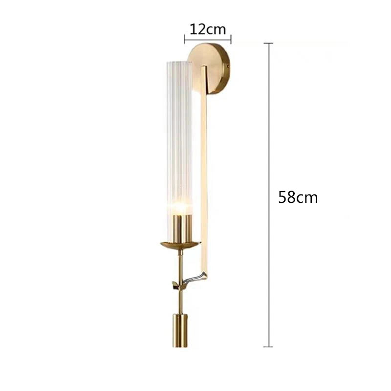 NordicRetro - Guld Vägglampa Med Glasrör