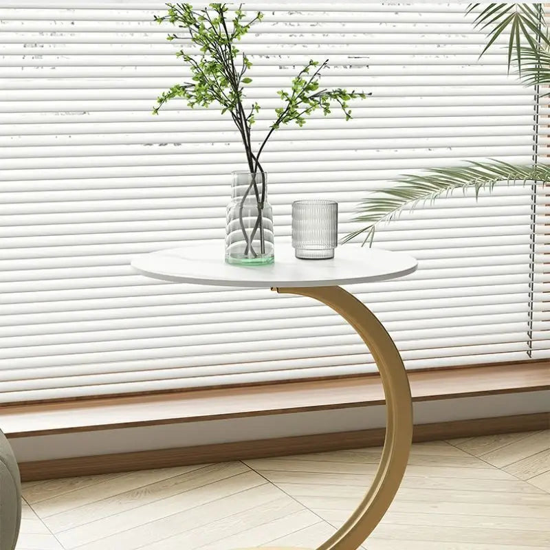Avelyne Cirka | Förstärkt Rund Side Table för Vardagsrum &amp; Sovrum