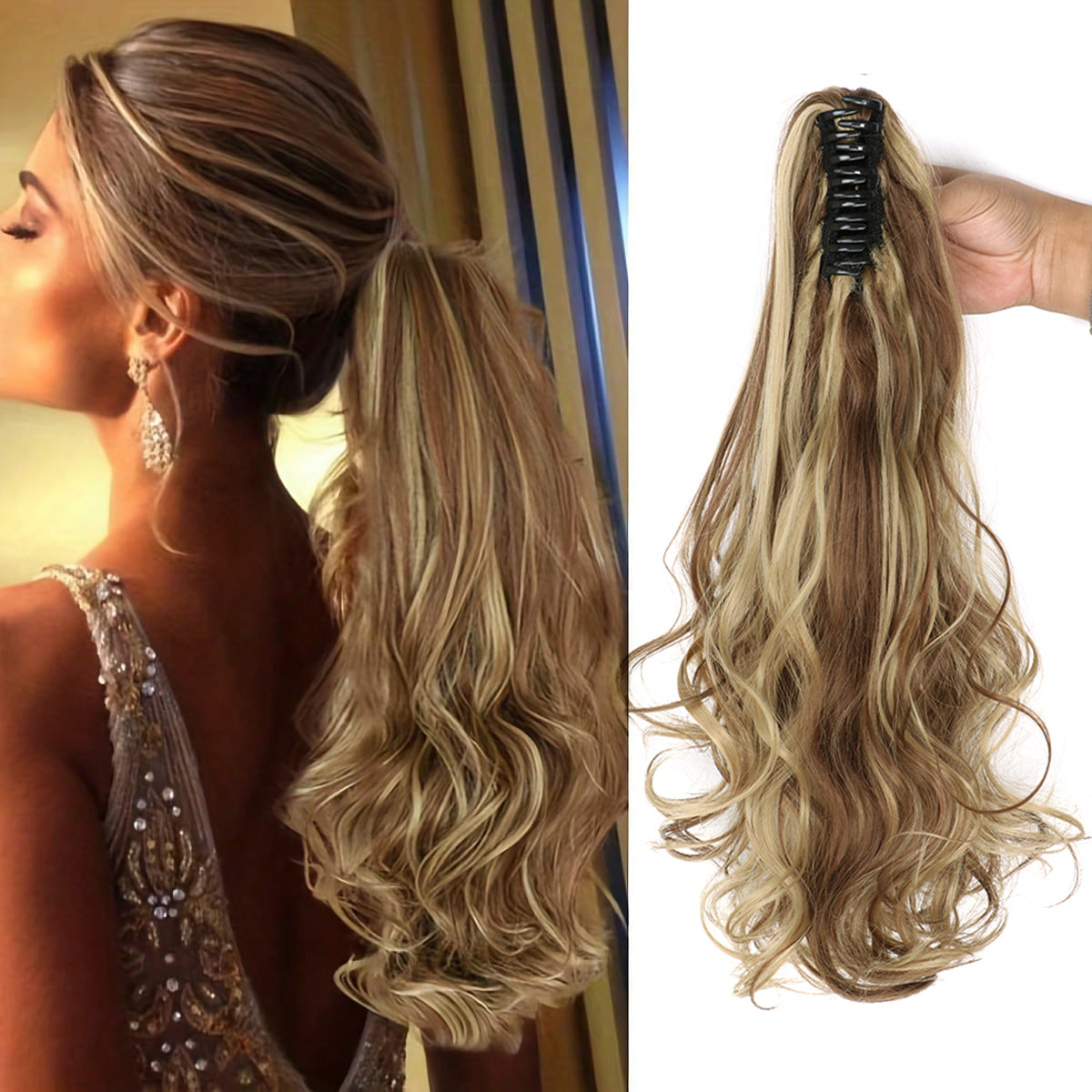 Luxora Lång Ponnytail Clip On Hårklämma Förlängning 22 Tum