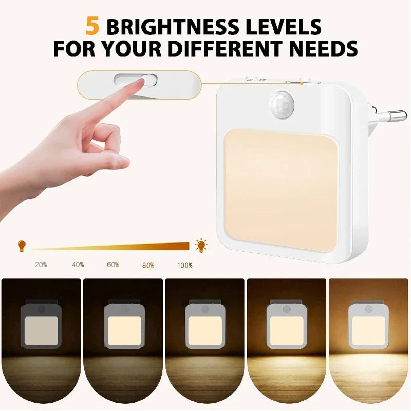 Carvallo Mini LED Nattljus | Med rörelsesensor | Varm- &amp; Kallvitt | För hall, sovrum &amp; badrum