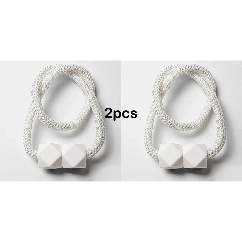 Carvallo gardinstång med magnet | 2-pack | Tjock rep-design & Stark grepp | För vardagsrum, sovrum & kök