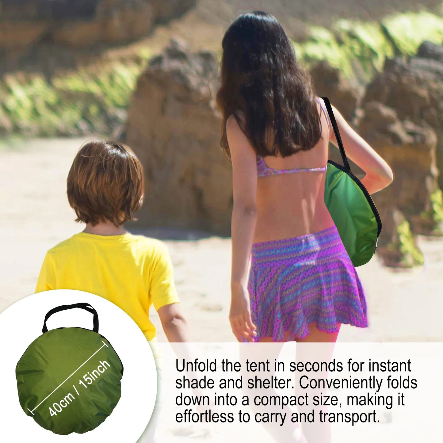 Carvallo Pop-Up Strandtält | UV-skydd & Vattentät | Automatisk uppsättning | Lätt & Bärbar för Camping & Utomhus