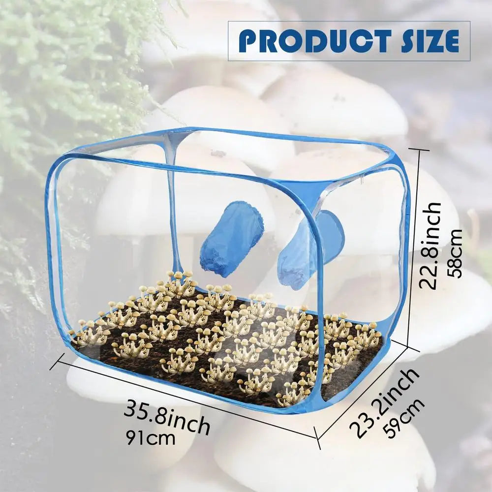 Carvallo MycoCube 91 | Transparent PVC-växthus | Fällbar &amp; Lufttät | 91x59x58 cm