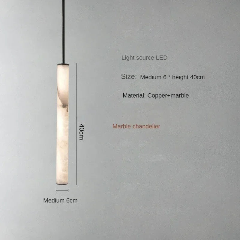 Lunvero Minara | LED-hänglampa av marmor och koppar för stiliga vardagsrum