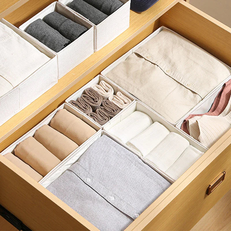 Carvallo Organizer | Fällbar & Andningsbar | Perfekt ordning för underkläder & strumpor | Tyg i Beige
