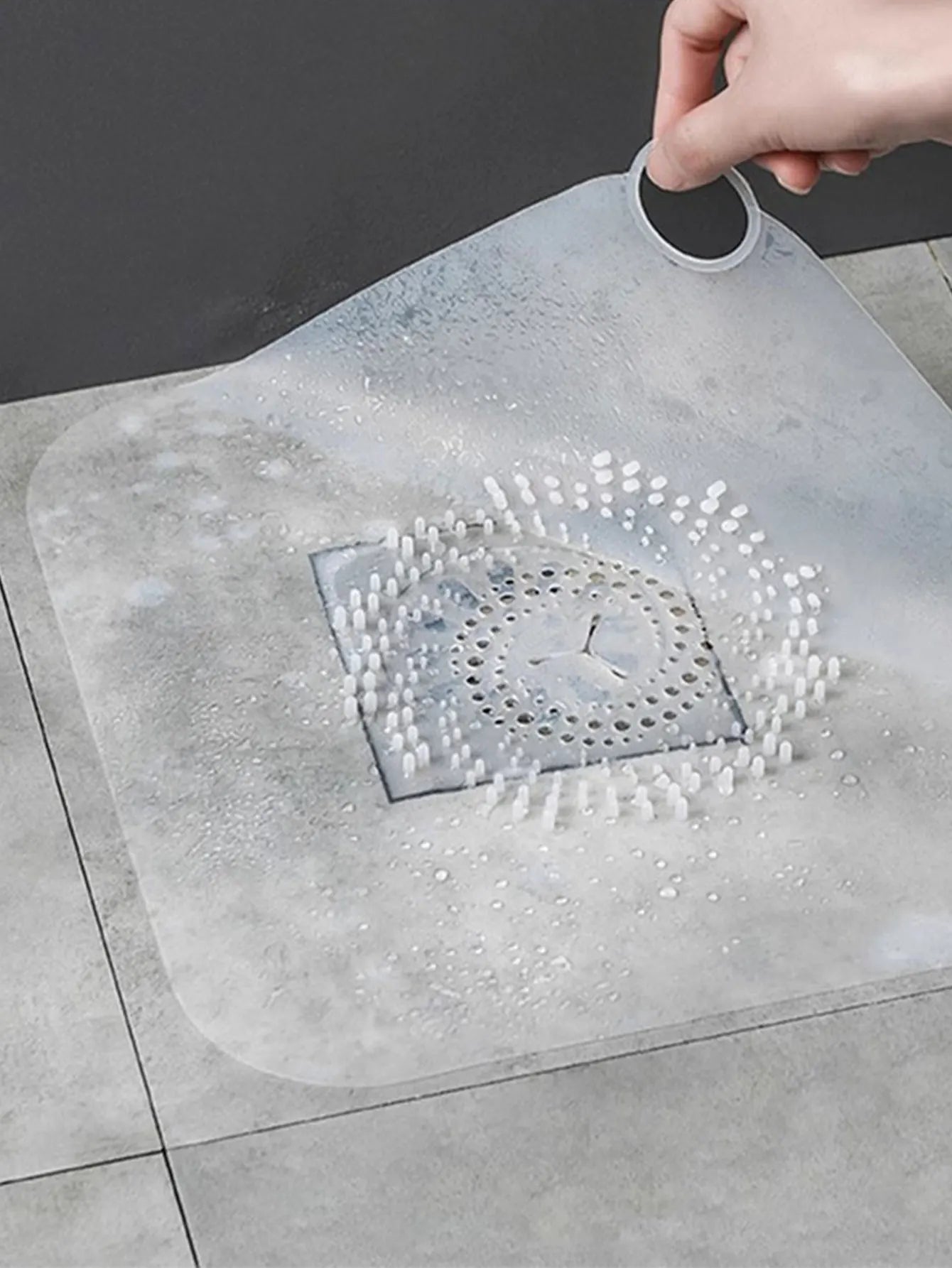 Carvallo Silikonavloppssil för håravstängning | Halkfri hårfångmatta för dusch, bad & kök – 28×28 cm