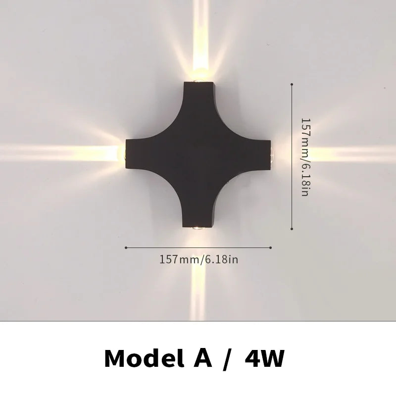 Carvallo WallBeam LED vägglampa utomhus & inomhus | IP66 vattentålig | Varma vita ljus | 4W/5W/6W | Svart