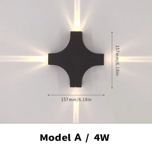 Carvallo WallBeam LED vägglampa utomhus & inomhus | IP66 vattentålig | Varma vita ljus | 4W/5W/6W | Svart