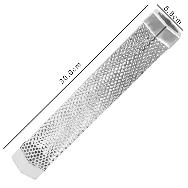 Carvallo Tube Rostfri Rökare-Rör | För Varm- & Kallrökning | BBQ-Aromarör med håldesign | 30,6 × 5,8 cm / 15,3 × 5,3 cm
