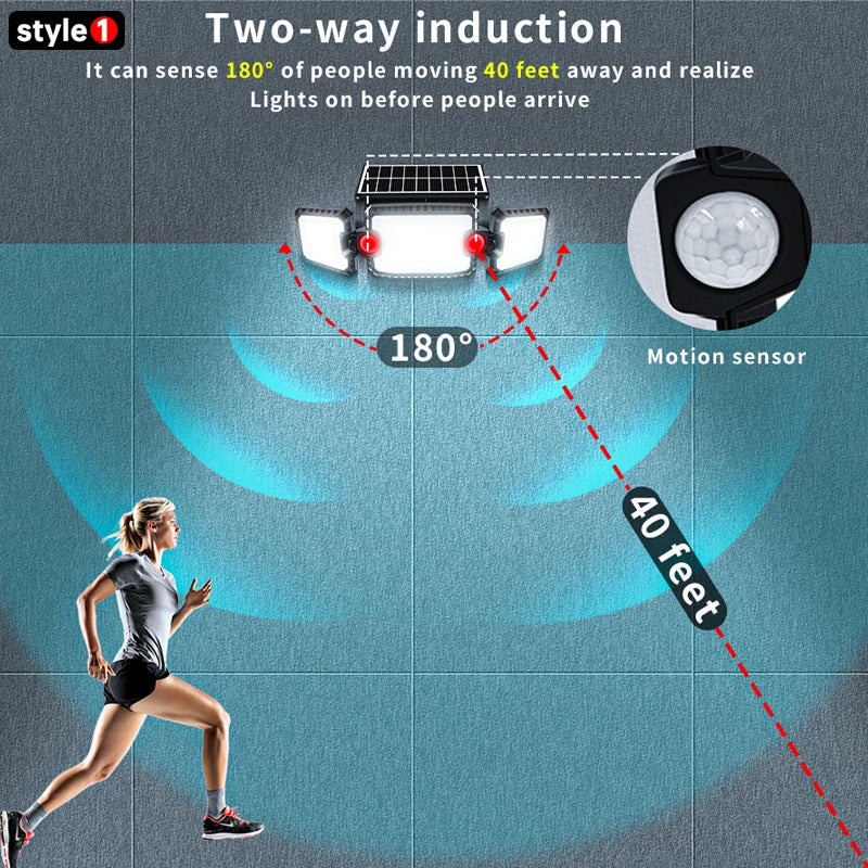 Carvallo MaxView 167 Solar Säkerhetsstrålkastare 167 LEDs | 3 Svängbara huvuden | Rörelsesensor & 3 Ljuslägen | IP65 Vattentät | 2200 Lumen