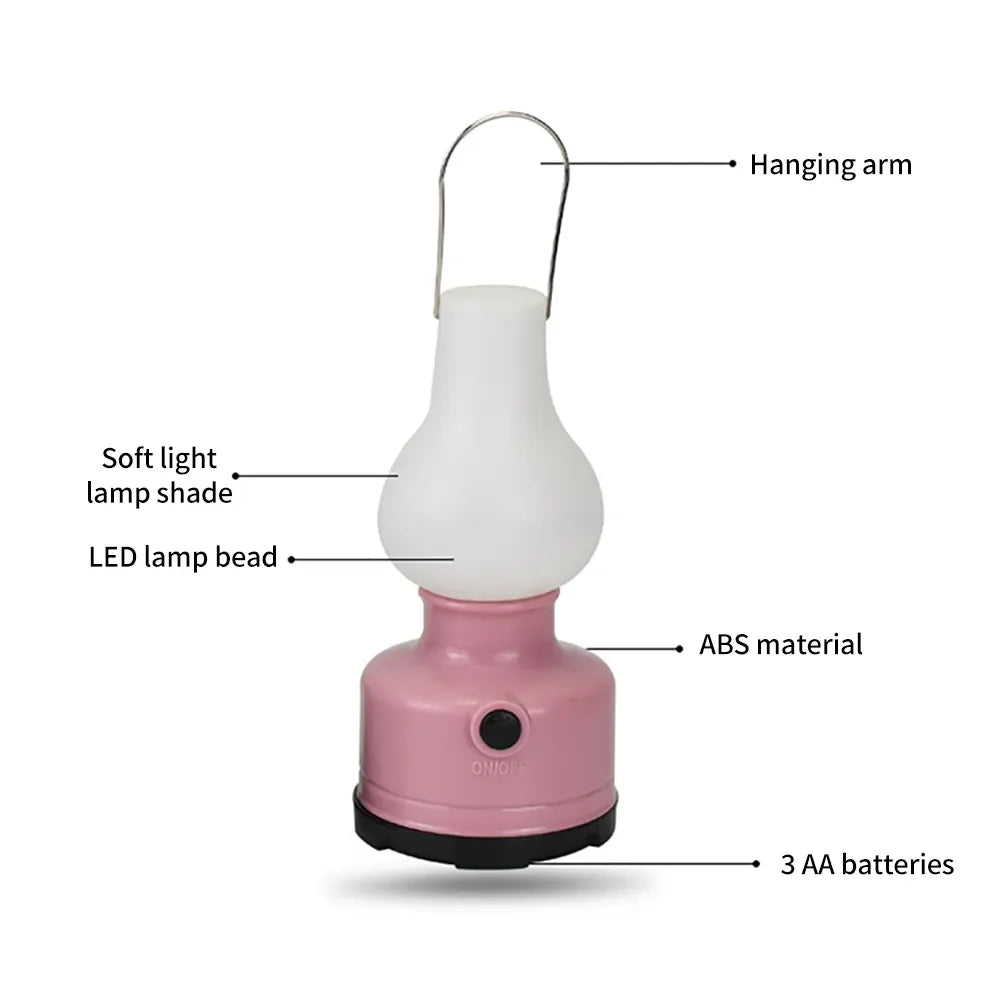 Carvallo CampLight | Bärbar utomhuslampa | 2 ljuslägen & vattentålig | För tält, vandring & trädgård – Grön/Rosa