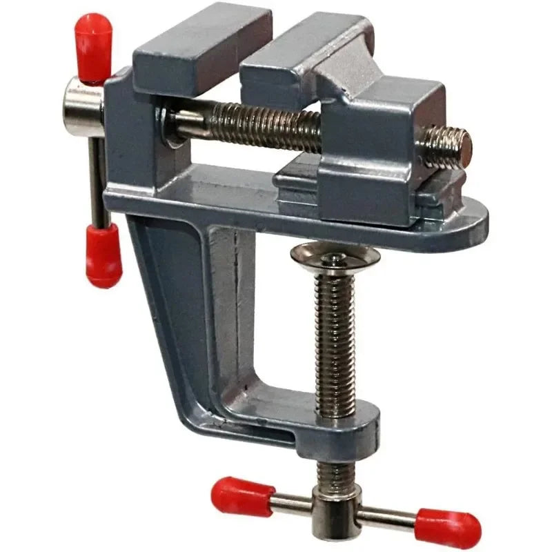 Carvallo Mini-Aluminium-Skruvstäd | 360° roterbar &amp; justerbar | Kompakt &amp; robust | För DIY, reparationer &amp; modellbygge | 7,2 × 8,2 cm
