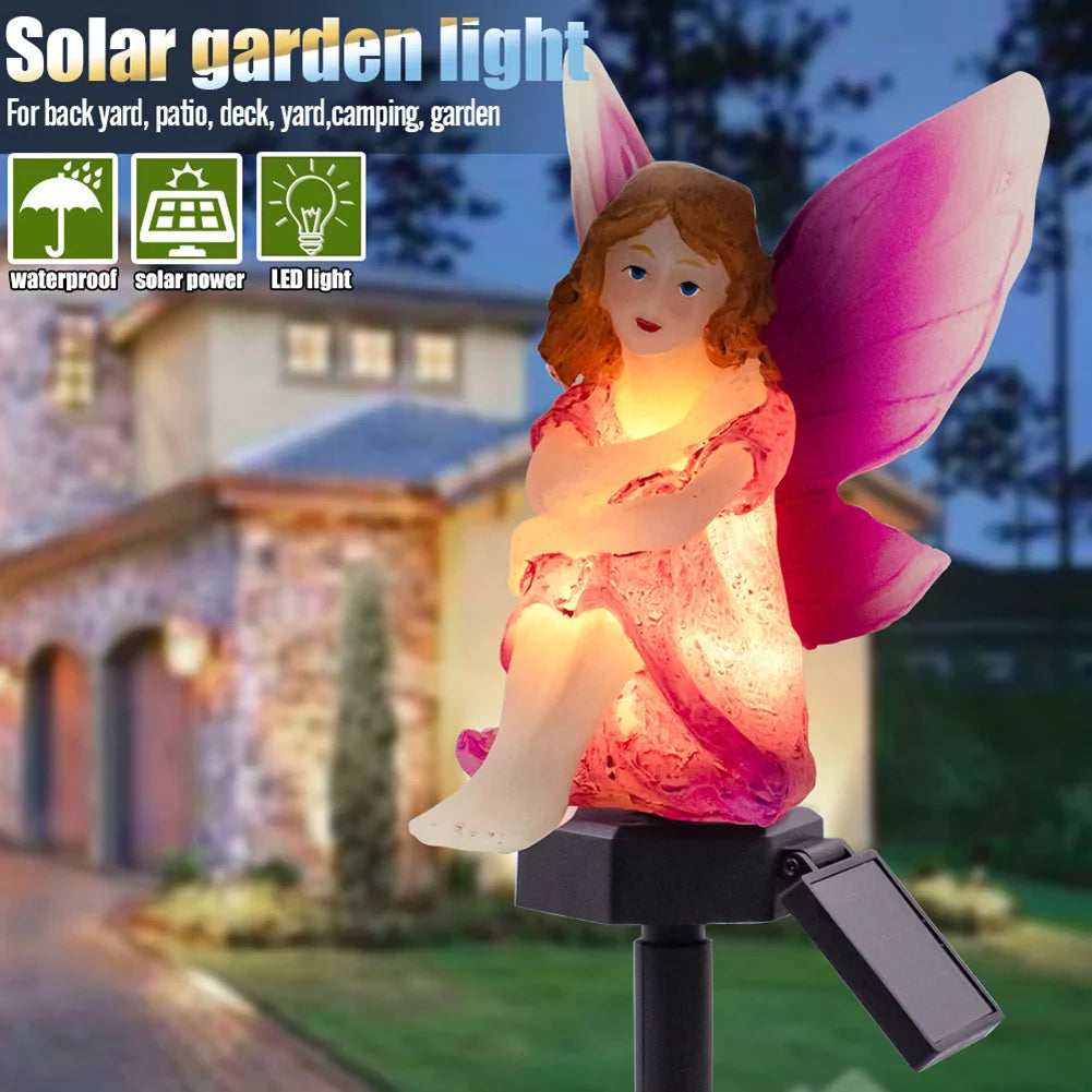 Carvallo LightBloom Solar Garden Light "Flower Fairy" | LED Decorative Light for Sticking or Hanging | IP65 Waterproof | Warm White | For Garden, Balcony & Courtyard